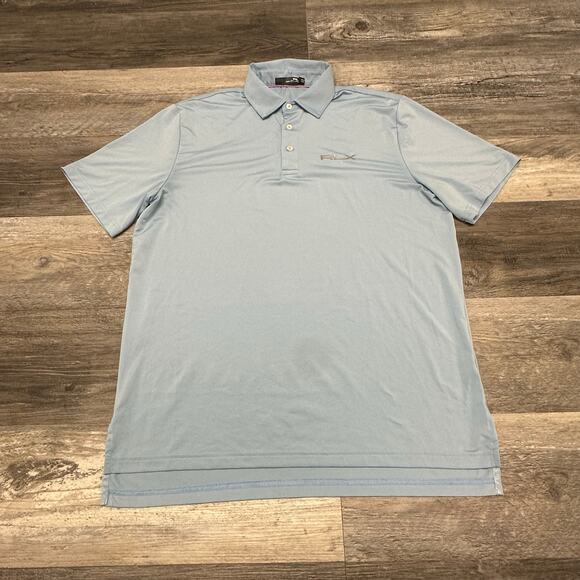 RLX Ralph Lauren Light Blue Men M Wicking Performance Plain Golf Polo Shirt - Picture 2 of 9